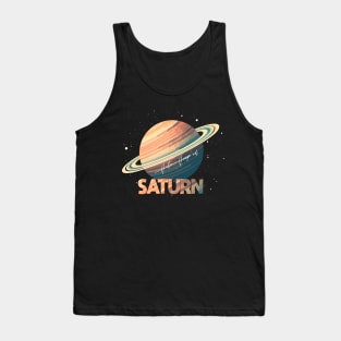 Saturn Planet Logo, Space Cosmos Solar System Art Tank Top